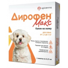 Дирофен Макс 120 мг для собак от 2,5 до 5 кг, 1 пипетка х 0,25 мл