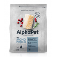 Альфа Пет MONOPROTEIN сухой корм для взрослых кошек, белая рыба