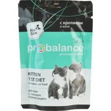 Probalance корм консервы 1"st Diet для котят с кроликом в желе. пауч 85г