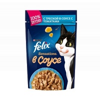 Felix Sensations пауч консервы для  кошек треска с томатами 85 г.